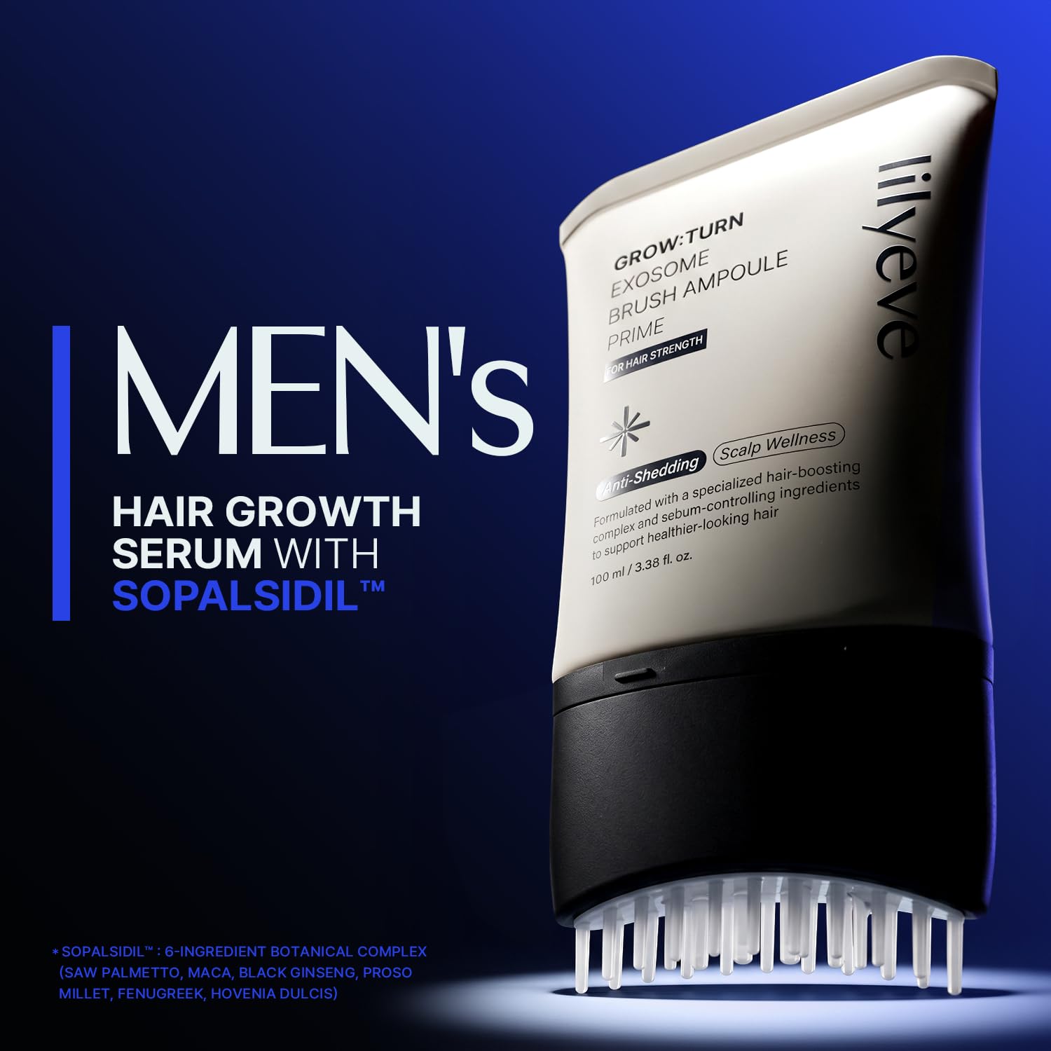 lilyeve GROWTURN Exosome Brush Ampoule Prime for Man, Built-in Brush, Heartleaf-Derived Exosomes to Revitalize, for Male Pattern Hair Loss, Korean Hair Care, 3.38 fl. oz.