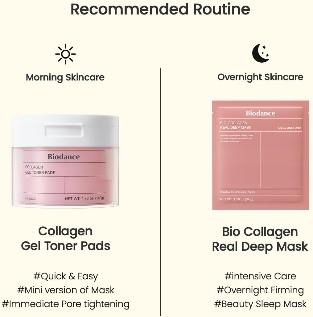 Biodance Collagen Gel Toner Pads, Pore Minimizer for Face, Improving Elasticity, Plumping Toner Pads for Sensitive Skin, Pre-Soaked Pads, Korean Skin Care, Mothers Day Giftsㅣ60 Pads