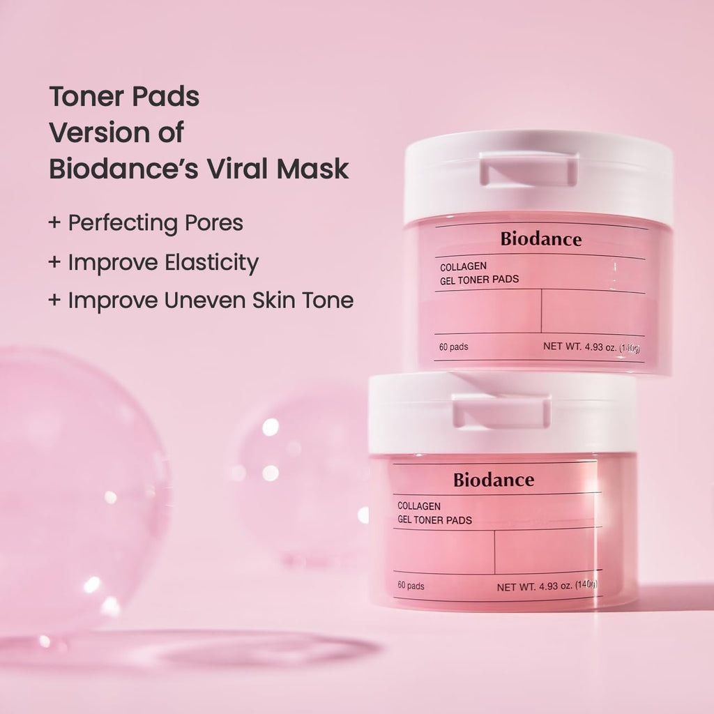 Biodance Collagen Gel Toner Pads, Pore Minimizer for Face, Improving Elasticity, Plumping Toner Pads for Sensitive Skin, Pre-Soaked Pads, Korean Skin Care, Mothers Day Giftsㅣ60 Pads