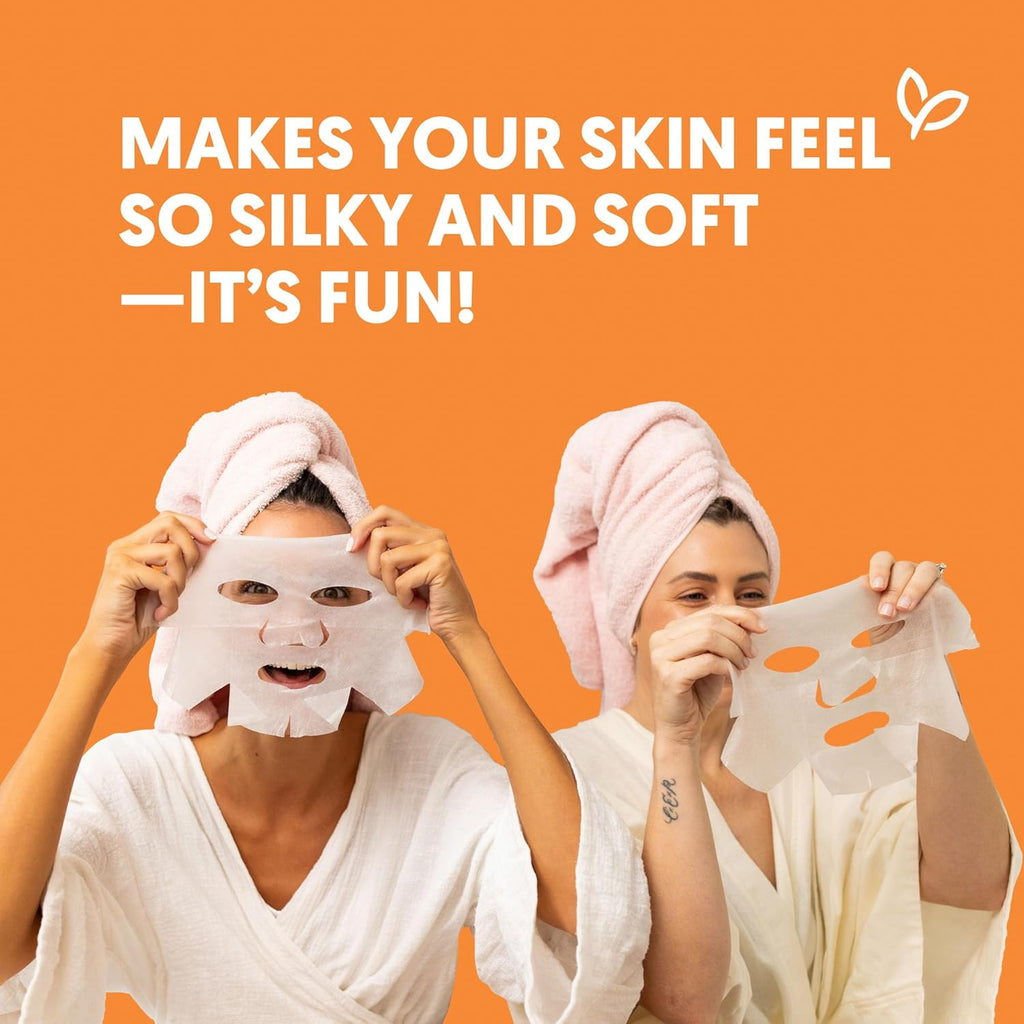 By Nature Vitamin C + Collagen Sheet Face Mask with Vitamin E – Firming, Anti-Aging Facial Treatment for Radiance, Elasticity & Hydration – Skincare for Pre-Event Glow & All Skin Types – Pack of 12
