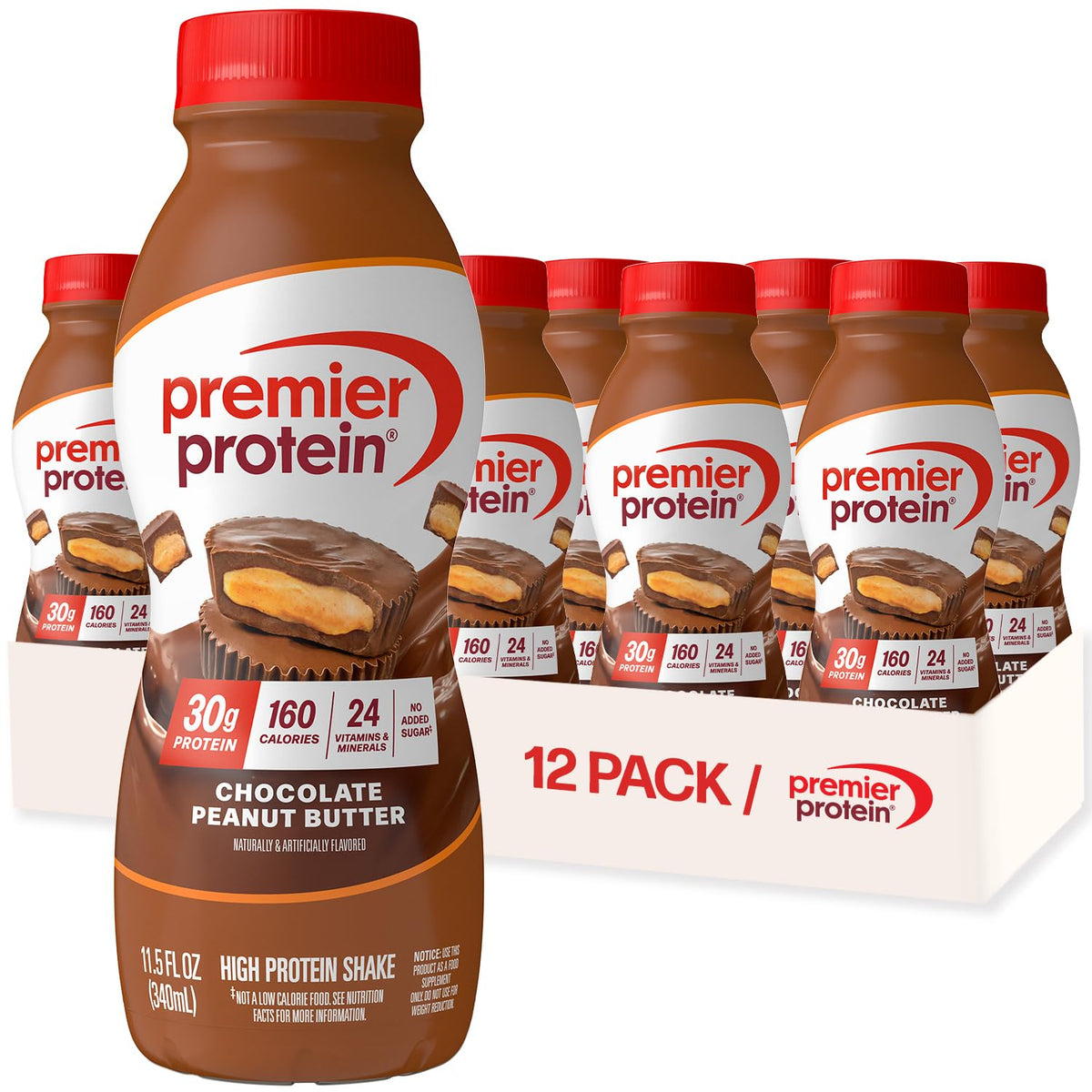 Premier Protein 30g High Protein Shake, Chocolate, 12 Pack