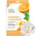 By Nature Vitamin C + Collagen Sheet Face Mask with Vitamin E – Firming, Anti-Aging Facial Treatment for Radiance, Elasticity & Hydration – Skincare for Pre-Event Glow & All Skin Types – Pack of 12