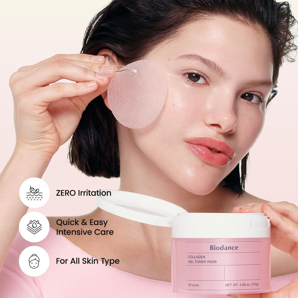 Biodance Collagen Gel Toner Pads, Pore Minimizer for Face, Improving Elasticity, Plumping Toner Pads for Sensitive Skin, Pre-Soaked Pads, Korean Skin Care, Mothers Day Giftsㅣ60 Pads