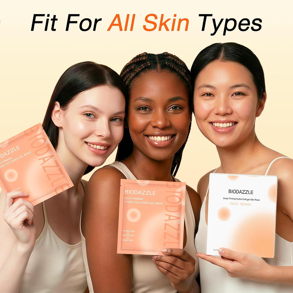 Bio-Collagen Real Deep Facial Mask Hydrating Overnight Hydrogel Mask Pore Minimizing Elasticity Firming And Moisturizing 33g x 4ea