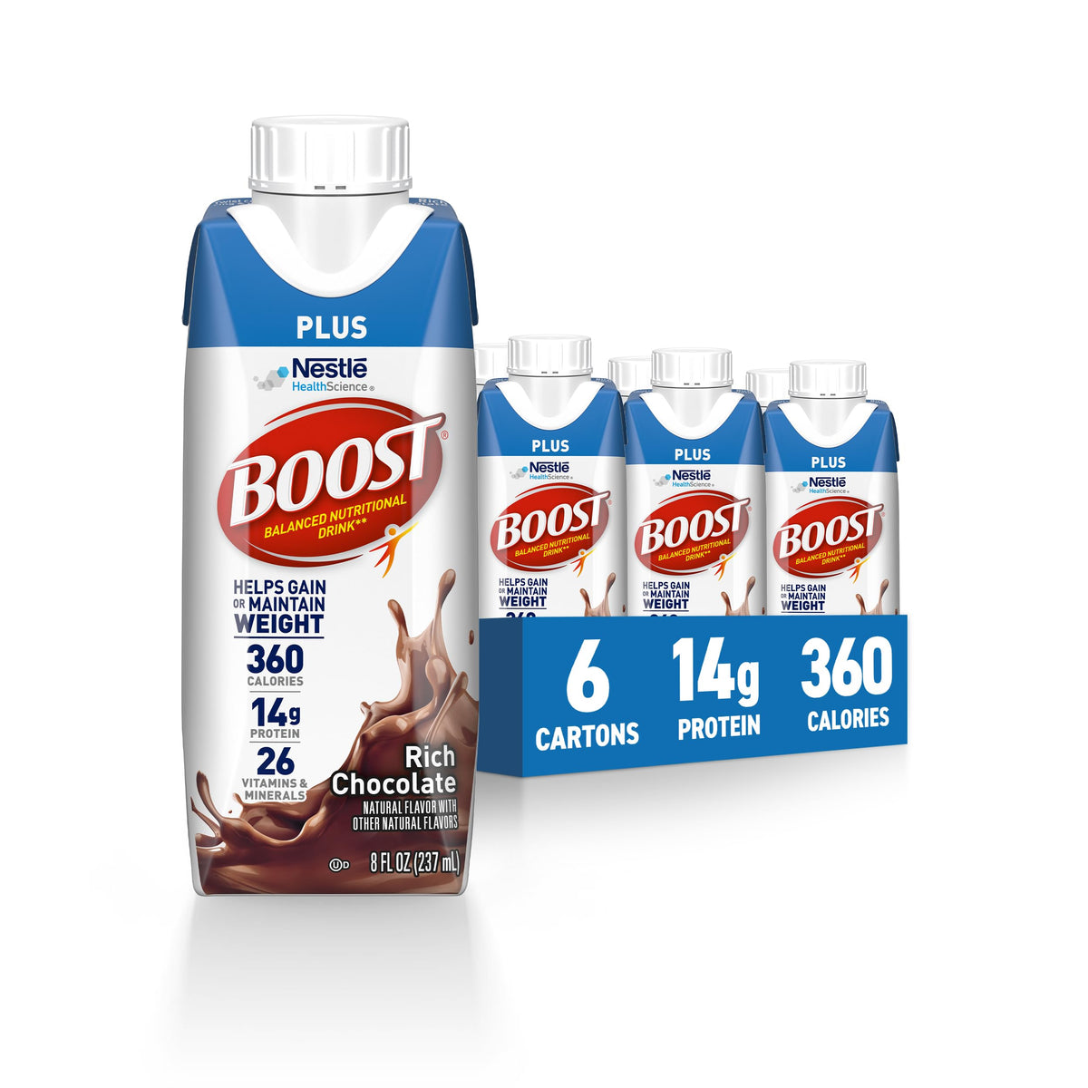 BOOST Plus Ready to Drink Nutritional Drink, Creamy Strawberry, 24 Pack